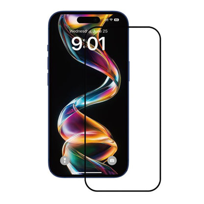 Ochranná fólie na displej Anank pro Apple iPhone 15 Pro Max, tvrzené sklo, plné lepidlo, 2.5D, sada 10 kusů, černá