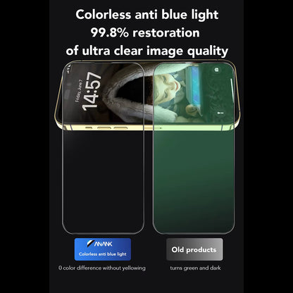 Ochranná fólie na displej Anti Blue Light Anank 3X Reinforced pro Apple iPhone 16, tvrzené sklo, plné lepidlo, 2.5D, černá