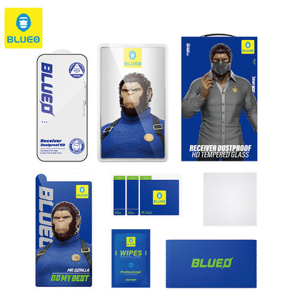 Ochranná fólie na displej Blueo Anti-Dust HD pro Apple iPhone 14 Plus / 13 Pro Max, tvrzené sklo, plné lepidlo, černá