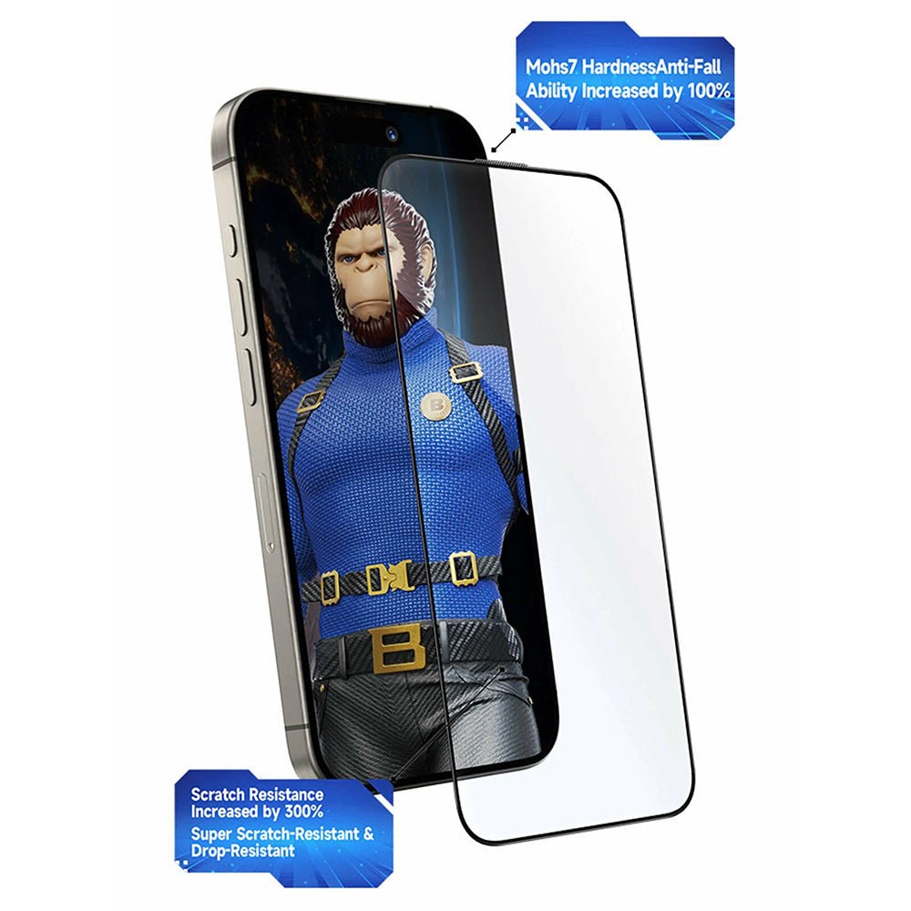 Ochranná fólie na displej Blueo Crystal Anti-Scratch Applicator pro Apple iPhone 17 Air, Tvrzené sklo, Full Glue, Černá