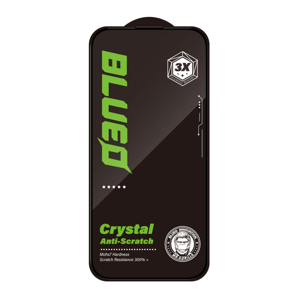 Ochranná fólie na displej Blueo Crystal Anti-Scratch pro Apple iPhone 15 Pro, tvrzené sklo, plné lepidlo, černá