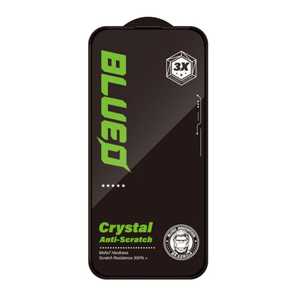 Ochranná fólie na displej Blueo Crystal Anti-Scratch pro Apple iPhone 16 / 15, tvrzené sklo, plné lepidlo, černá
