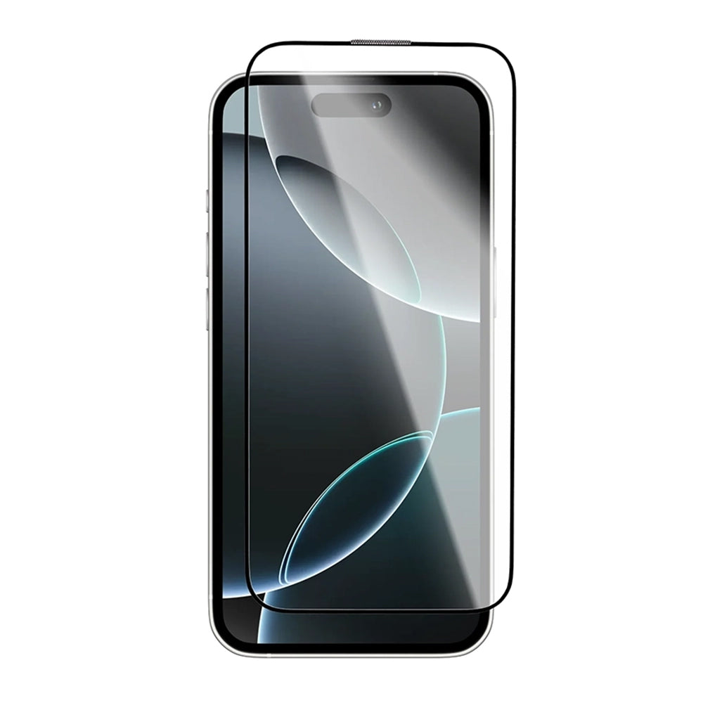 Ochranná fólie na displej Blueo Crystal Anti-Scratch pro Apple iPhone 16 / 15, tvrzené sklo, plné lepidlo, černá