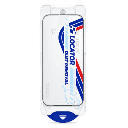Ochranné sklo na displej Blueo Drop Resistant Applicator Pro pro Apple iPhone 18 Pro / 17 Pro / 17 / 16 Pro, tvrzené sklo, celoplošné lepení, černé