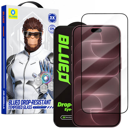 Ochranné sklo na displej Blueo Drop Resistant pro Apple iPhone 18 Pro Max / 17 Pro Max / 16 Pro Max, tvrzené sklo, celoplošné lepení, černé