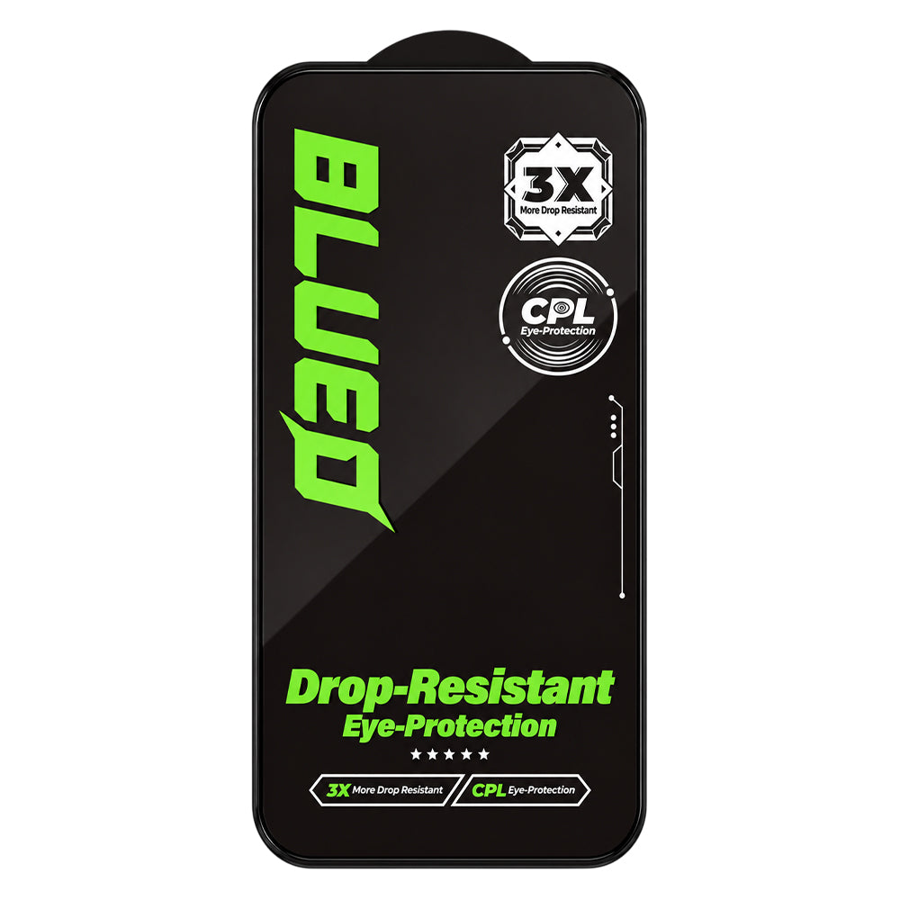 Ochranné sklo na displej Blueo Drop Resistant pro Apple iPhone 18 Pro Max / 17 Pro Max / 16 Pro Max, tvrzené sklo, celoplošné lepení, černé