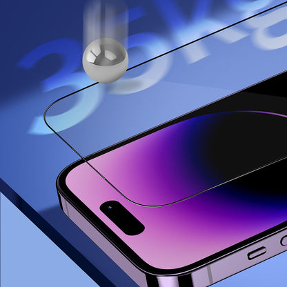 Ochranná fólie na displej Blueo Sapphire Applicator Pro pro Apple iPhone 15 Pro, tvrzené sklo, plné lepidlo, černá