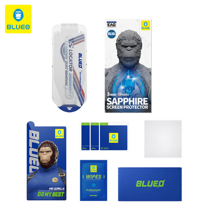Blueo Sapphire Applicator Pro Screen Protector for Apple iPhone 16 Pro, Tempered Glass, Full Glue, Black