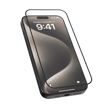 Blueo Silk HD Screen Protector Film for Apple iPhone 16 Plus / 15 Plus, Tempered Glass, Full Glue, Set of 5 pieces, 2.5D, Black