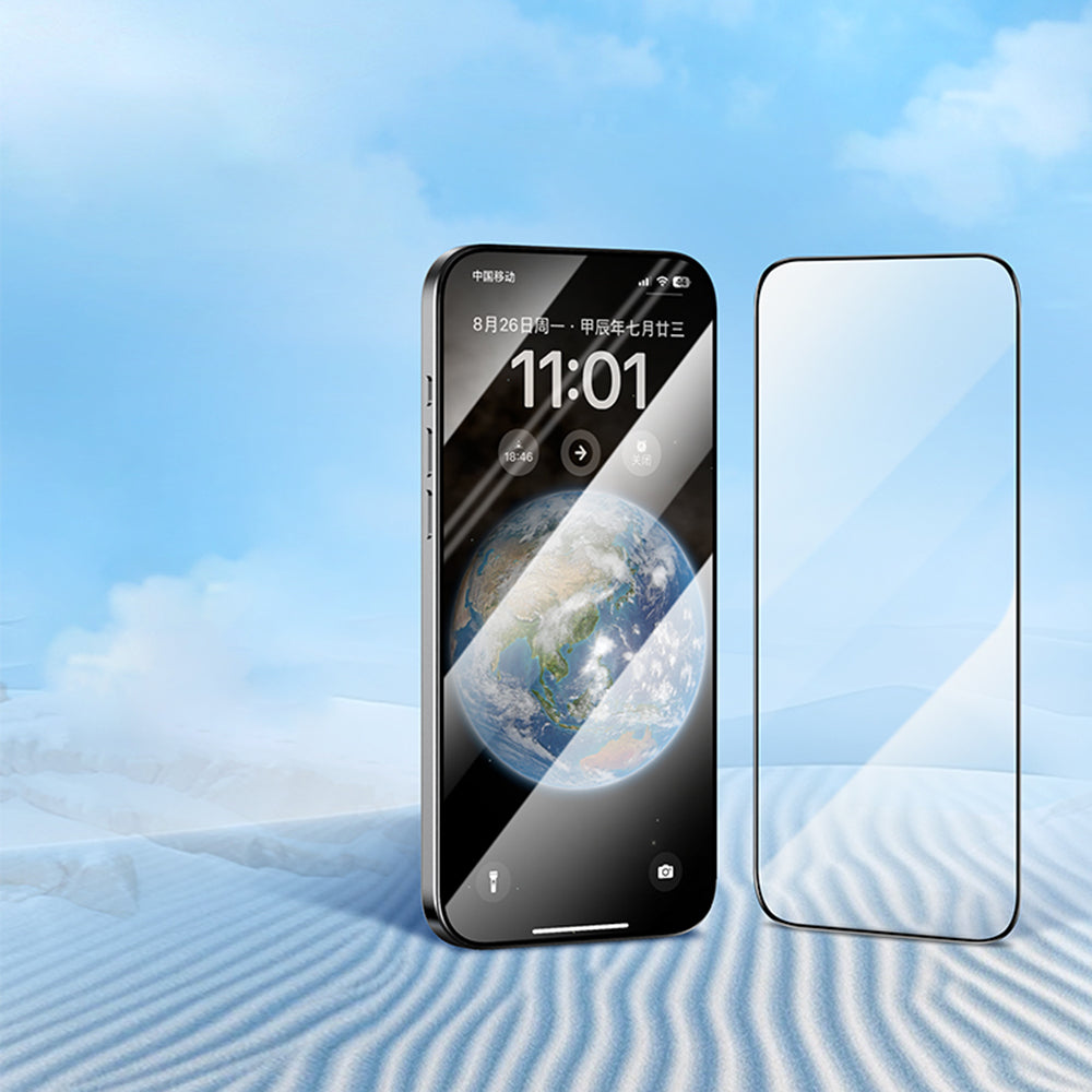 Blueo Silk HD Screen Protector Film for Apple iPhone 16 Plus / 15 Plus, Tempered Glass, Full Glue, Set of 5 pieces, 2.5D, Black