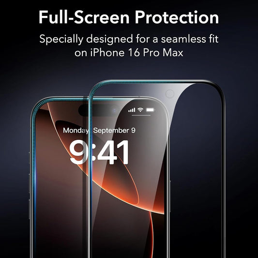 Ochranná fólie ESR pro Apple iPhone 17 / 16 Pro, Tvrzené sklo, Full Glue, Sada 3 kusy