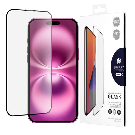 Ochranná fólie na displej DUX DUCIS pro Apple iPhone 16 Plus, tvrzené sklo, Edge Glue, černá