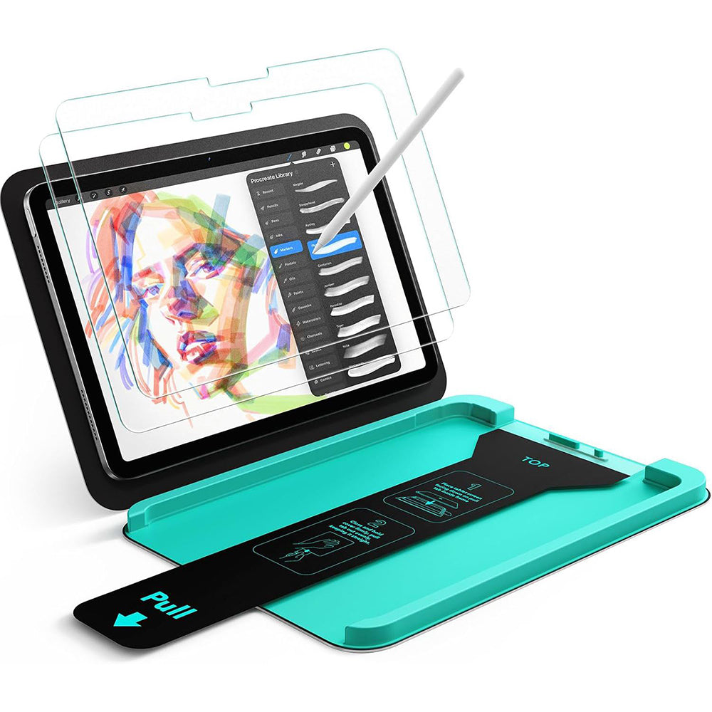 Ochranná fólie na displej ESR Armorite Paper Feel UltraFit pro Apple iPad (2025) / (2022), Tvrzené sklo, Full Glue, Sada 2 kusy