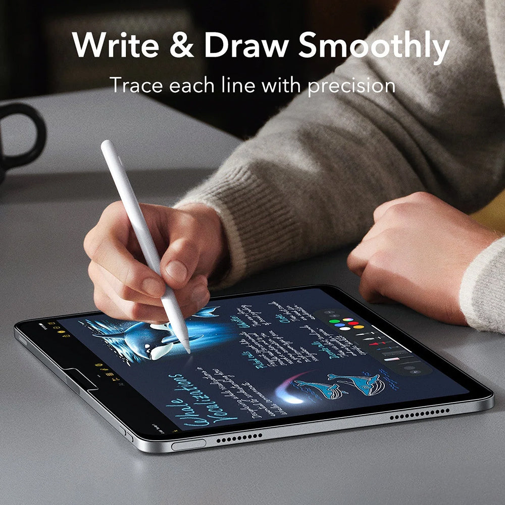 Ochranná fólie na displej ESR Armorite Paper Feel UltraFit pro Apple iPad (2025) / (2022), Tvrzené sklo, Full Glue, Sada 2 kusy