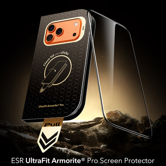 Ochranná fólie na displej ESR Armorite Pro UltraFit pro Apple iPhone 18 Pro Max / 17 Pro Max, tvrzené sklo, plné lepidlo, černá