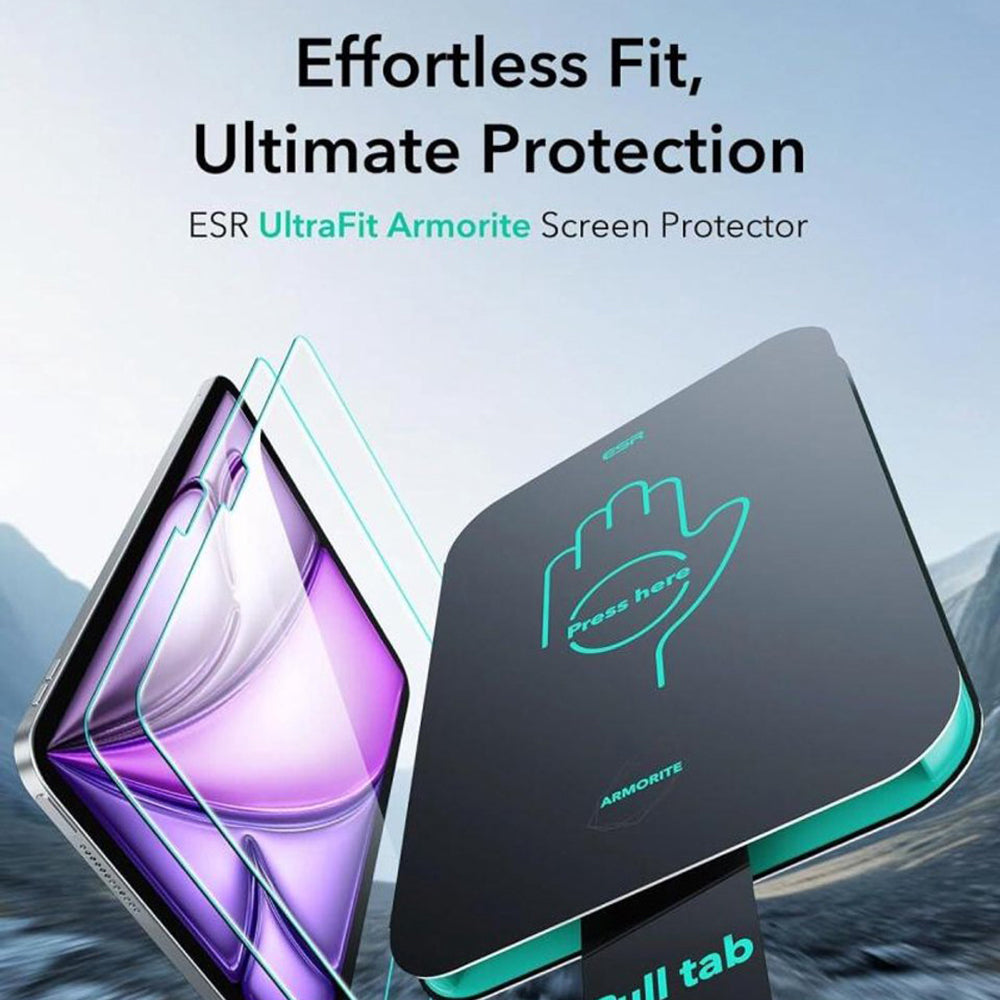 Ochranná fólie na displej ESR Armorite UltraFit pro Apple iPad Air 13 (2025) / Air 13 (2024), Tvrzené sklo, Full Glue, Sada 2 kusy