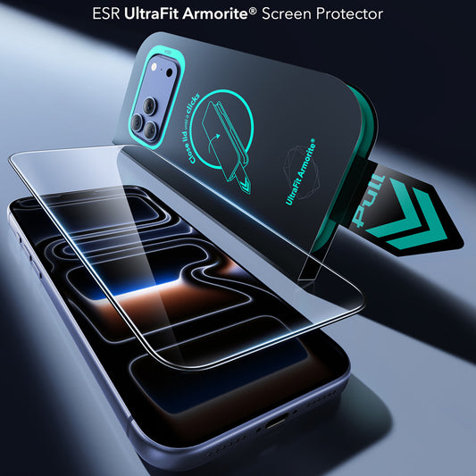 Ochranná fólie na displej ESR Armorite UltraFit pro Apple iPhone 18 Pro / 17 Pro, tvrzené sklo, plné lepidlo, sada 2 kusů, černá