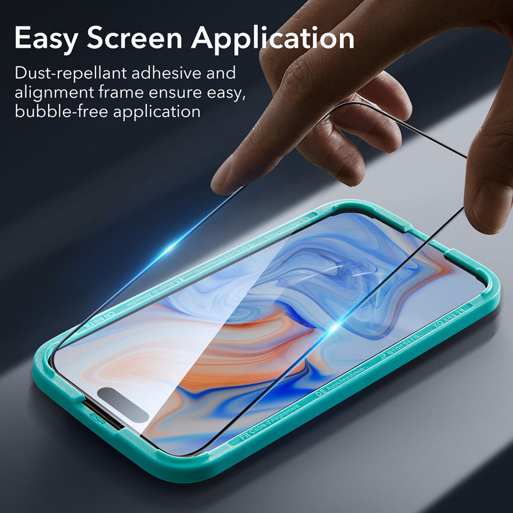 ESR Screen Protector for Apple iPhone 15, Tempered Glass, Full Glue, Black