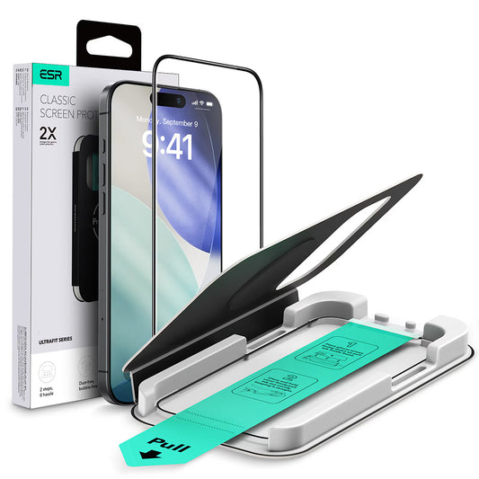 Ochranná fólie ESR UltraFit pro Apple iPhone 17 Air, Tvrzené sklo, Full Glue, Černá