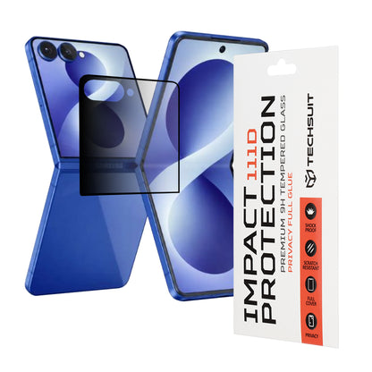 Ochranná fólie na vnější displej Privacy Techsuit pro Samsung Galaxy Z Flip8 F776, tvrzené sklo, plné lepidlo, 111D