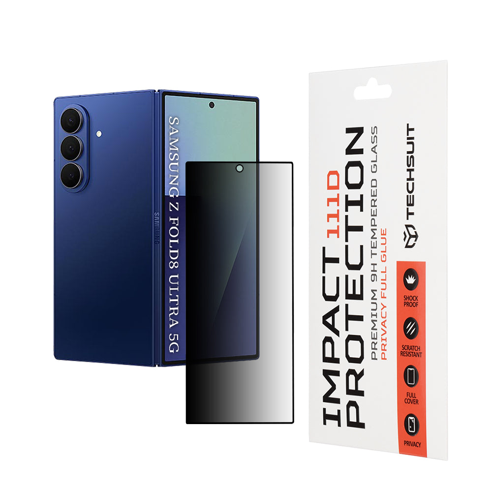 Ochranná fólie na vnější displej Privacy Techsuit pro Samsung Galaxy Z Fold8 Ultra F971, tvrzené sklo, plné lepidlo, 111D
