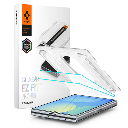 Ochranná fólie na vnější displej Spigen GlastR EZ FIT Pro HD pro Samsung Galaxy Z Fold8 F971, tvrzené sklo, plné lepidlo, sada 2 kusů AGL11943