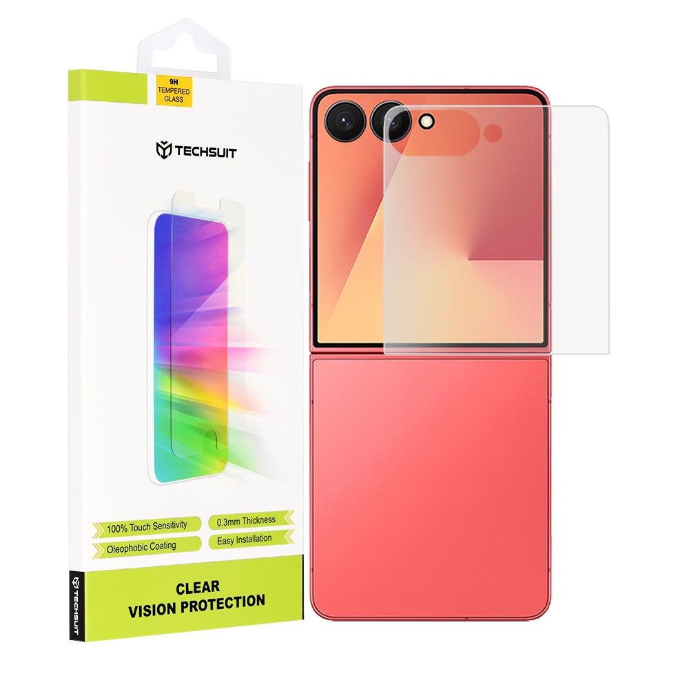 Ochranná fólie na vnější displej Techsuit Clear Vision pro Samsung Galaxy Z Flip7 F766, tvrzené sklo, plné lepidlo