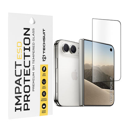 Ochranná fólie na vnější displej Techsuit pro Apple iPhone Duo, tvrzené sklo, celoplošné lepení, černá