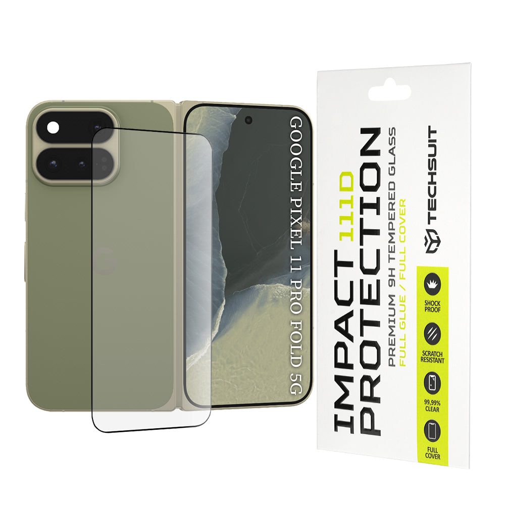 Techsuit Exterior Screen Protector for Google Pixel 11 Pro Fold, Tempered Glass, Full Glue, 111D, Black