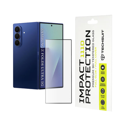 Techsuit Exterior Screen Protector Film for Samsung Galaxy Z Fold8 Ultra F971, Tempered Glass, Full Glue, 111D, Black