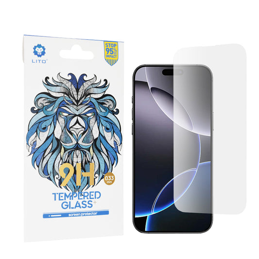Ochranná fólie na displej Lito Classic pro Apple iPhone 16 Pro Max, tvrzené sklo, plné lepidlo, 2.5D