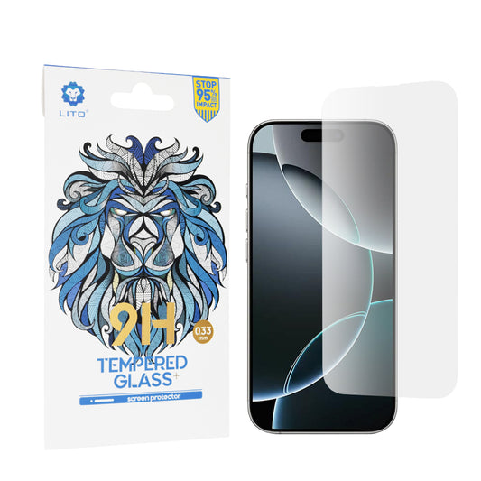 Ochranná fólie na displej Lito Classic pro Apple iPhone 16 Pro, tvrzené sklo, plné lepidlo, 2.5D