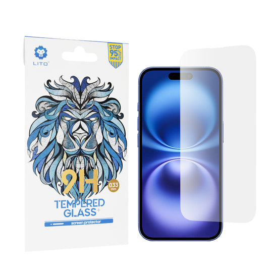 Ochranná fólie na displej Lito Classic pro Apple iPhone 16, tvrzené sklo, plné lepidlo, 2.5D
