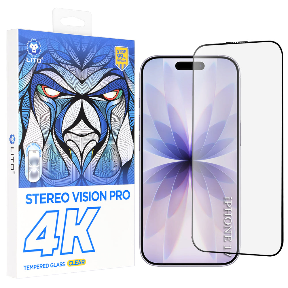 Ochranná fólie Lito D+ Max 4K pro Apple iPhone 17 / 16 Pro, Tvrzené sklo, Full Glue, Černá
