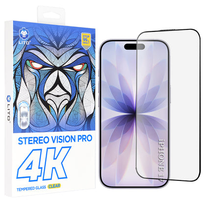 Ochranná fólie Lito D+ Max 4K pro Apple iPhone 17 / 16 Pro, Tvrzené sklo, Full Glue, Černá