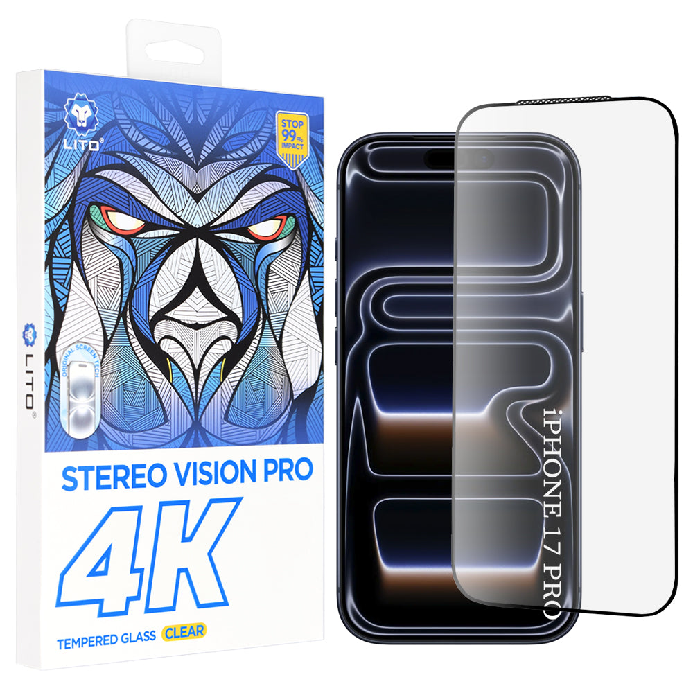 Ochranná fólie Lito D+ Max 4K pro Apple iPhone 17 Pro, Tvrzené sklo, Full Glue, Černá