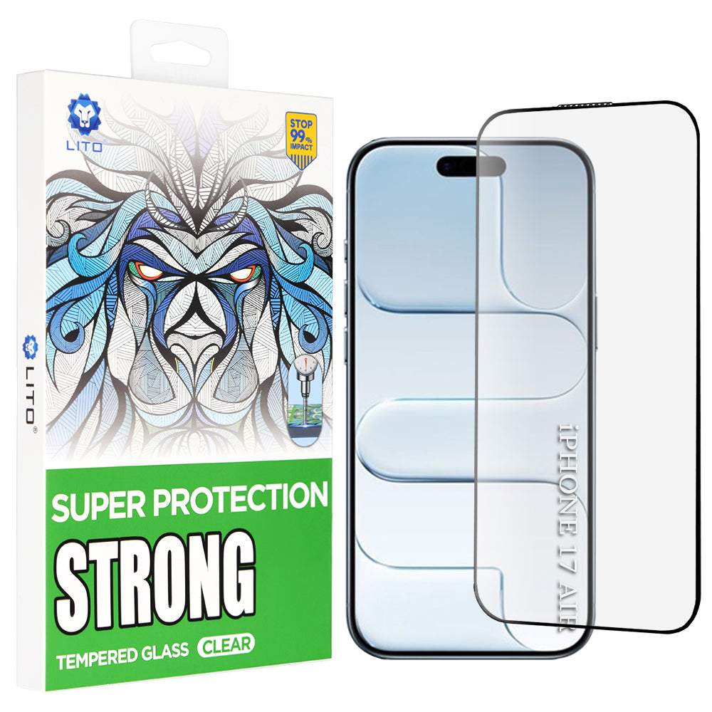 Ochranná fólie na displej Lito D+ Max Strong pro Apple iPhone 17 Air, Tvrzené sklo, Full Glue, Černá
