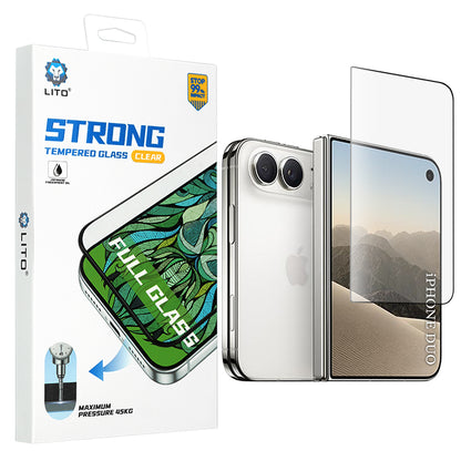 Ochranná fólie na vnější displej Lito D+ Max Strong pro Apple iPhone Duo, tvrzené sklo, plné lepidlo, černá