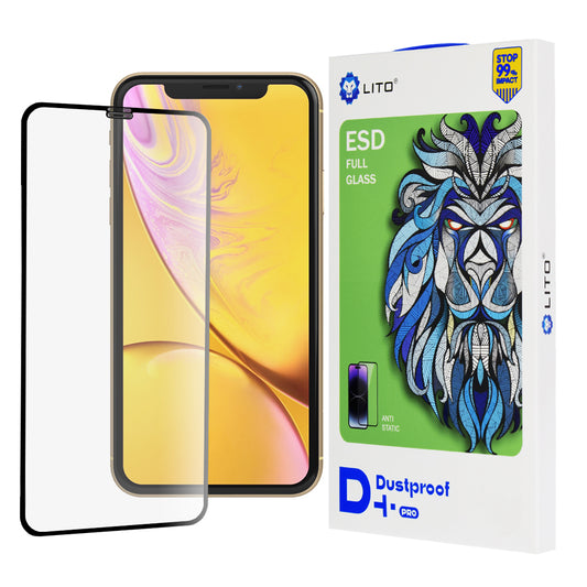 Ochranná fólie na displej Lito D+ Pro Dustproof pro Apple iPhone 11 / XR, tvrzené sklo, plné lepidlo, černá