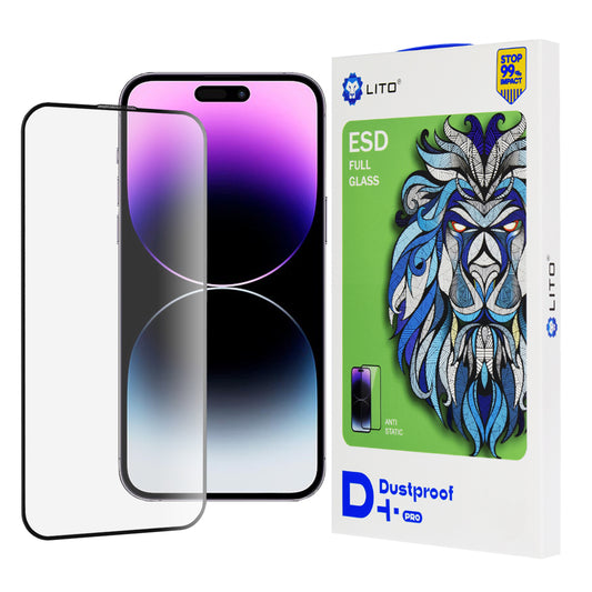 Ochranná fólie na displej Lito D+ Pro Dustproof pro Apple iPhone 14 Pro Max, tvrzené sklo, plné lepidlo, černá