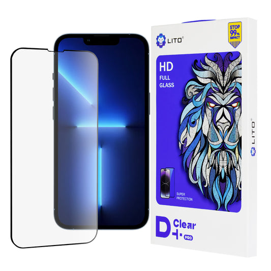 Ochranné sklo na displej Lito D+ Pro pro Apple iPhone 14 Plus / 13 Pro Max, tvrzené sklo, celoplošné lepení, černé