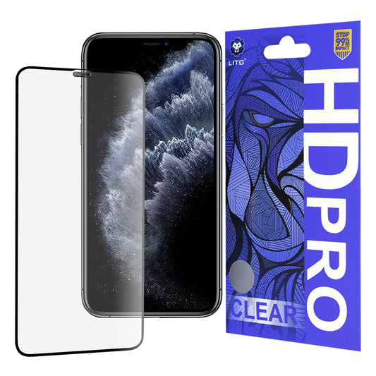 Ochranná fólie na displej Lito HD Pro Clear pro Apple iPhone 11 Pro Max / XS Max, tvrzené sklo, plné lepidlo, černá