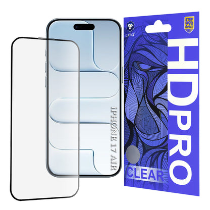 Ochranná fólie Lito HD Pro Clear pro Apple iPhone 17 Air, Tvrzené sklo, Full Glue, Černá