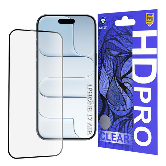 Ochranná fólie Lito HD Pro Clear pro Apple iPhone 17 Air, Tvrzené sklo, Full Glue, Černá