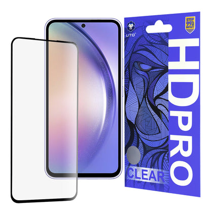 Lito HD Pro Clear Screen Protector for Samsung Galaxy A54 A546, Tempered Glass, Full Glue, Black
