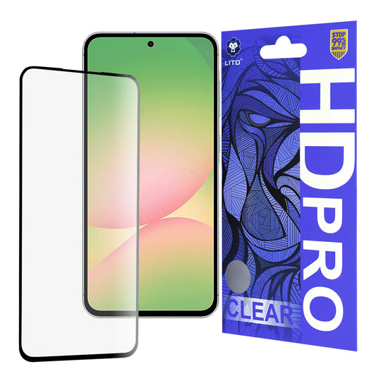 Ochranná fólie na displej Lito HD Pro Clear pro Samsung Galaxy A56 A566, tvrzené sklo, plné lepidlo, černá