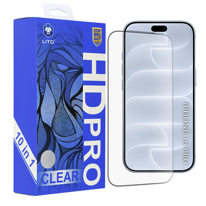 Ochranné sklo na displej Lito HD Pro pro Apple iPhone 18 Pro / 17 Pro, tvrzené sklo, celoplošné lepení, sada 10 kusů, černé