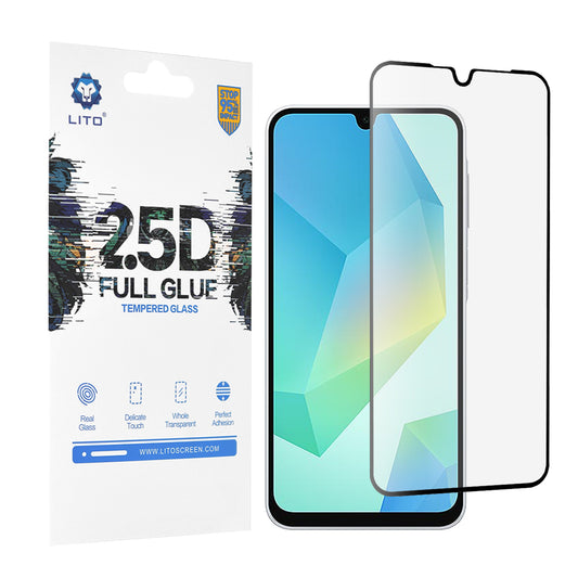 Ochranná fólie na displej Lito pro Samsung Galaxy A16 5G A166 / A16 4G A165, tvrzené sklo, plné lepidlo, 2.5D, černá