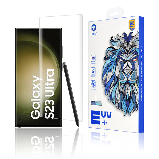 Ochranná fólie na displej Lito pro Samsung Galaxy S23 Ultra S918, tvrzené sklo, UV lepidlo, 3D
