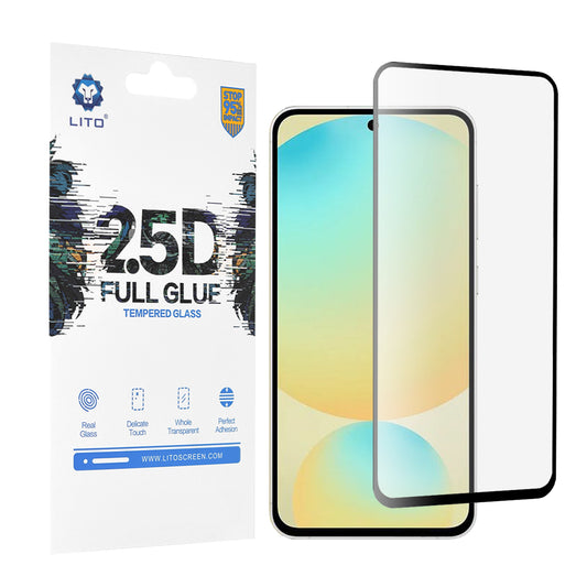 Ochranná fólie na displej Lito pro Samsung Galaxy S24 FE S721, tvrzené sklo, plné lepidlo, 2.5D, černá